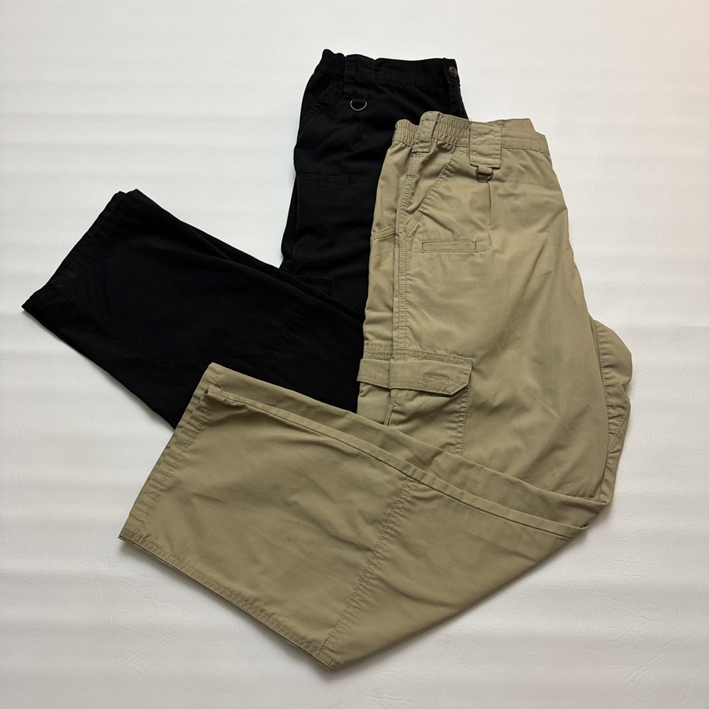 2x 511 Tactical Pants Mens 34x32 Beige Black Cargo Double Knee Ripstop Workwear